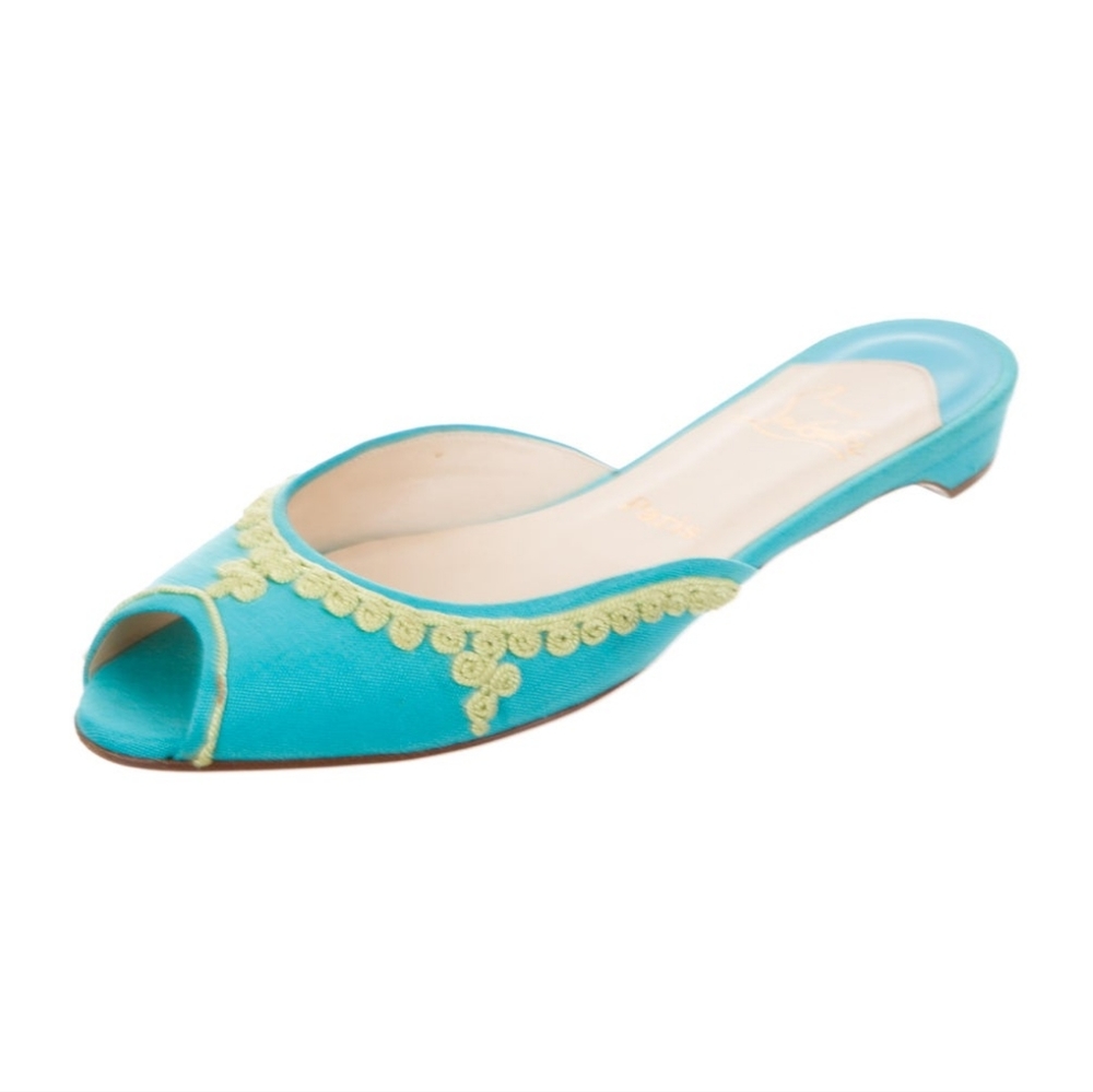 Christian Louboutin Turquoise and Yellow Flats